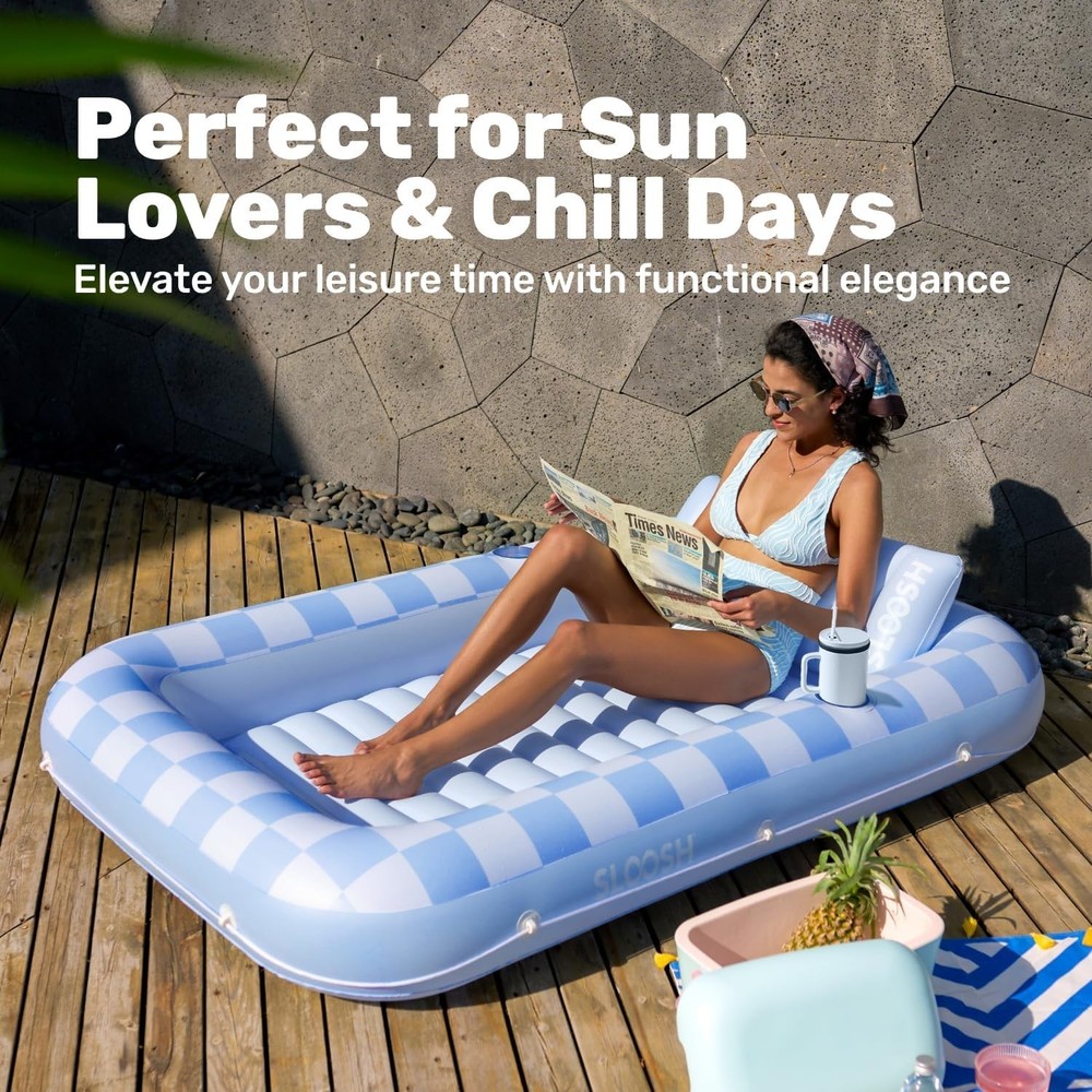 Durable Inflatable Tanning Bed Float, 70" x 46" - Perfect for Private Sunbathing