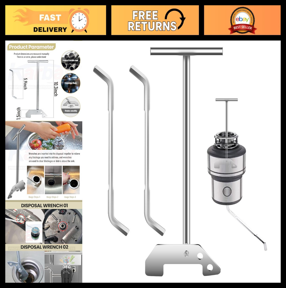 Universal Garbage Disposal Unjamming Wrench Tool - Fits All Brands, Easy Use
