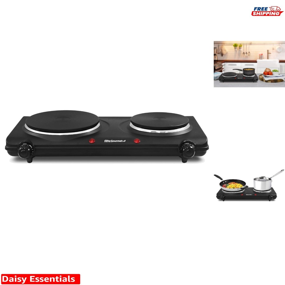 Portable Electric Double Burner with Adjustable Temperature & Safety Features