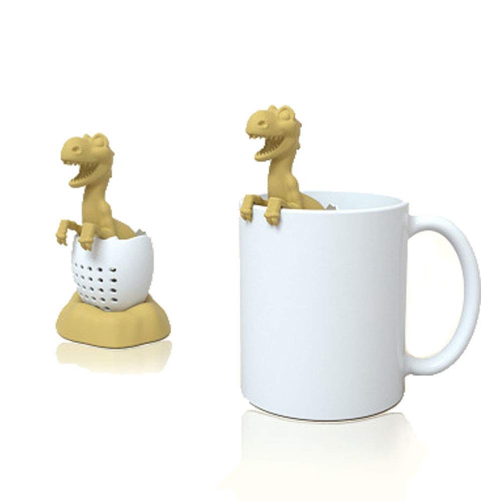 Tea Infuser,Dinosaur & eggshell Filter Diffuser Loose Dinosaur-YELLOW