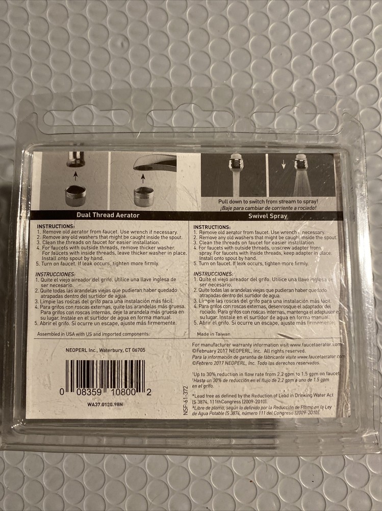 Bubble-Stream Water Saving Value Pack 741372 Swivel Spray W/ 2 Dual Thread Array