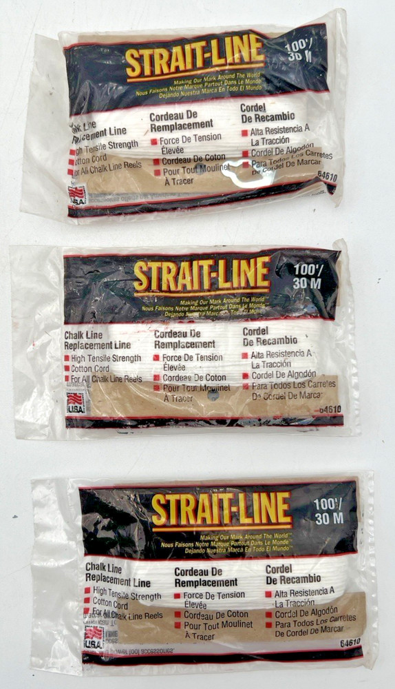 (8) AMERICAN TOOL STRAIT-LINE 64610 REPLACEMENT CHALK LINE 100' PER PACK