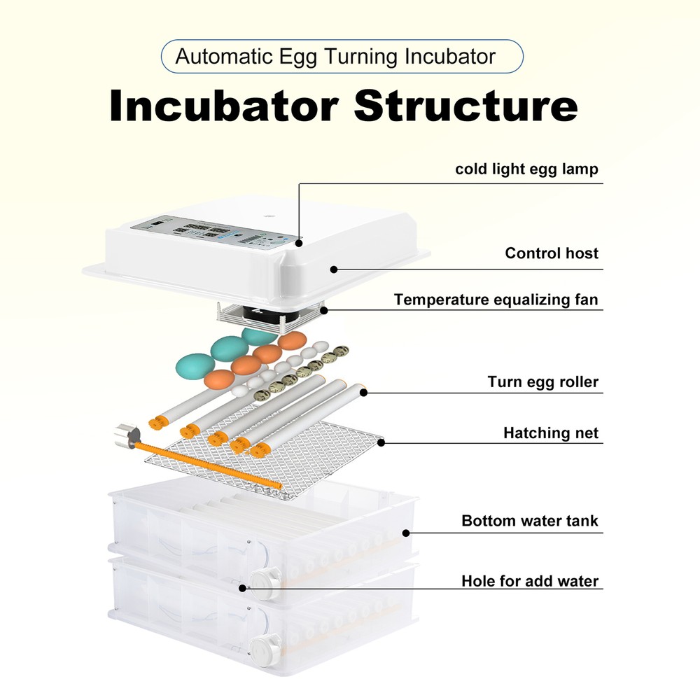 Automatic 120 Eggs Incubator Temperature Control Digital Chicken Egg Hatcher