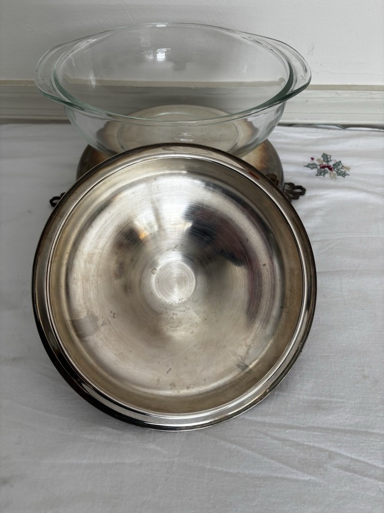 Sheffield Silver #1128 Serving Bowl With Lid & Pyrex Dish