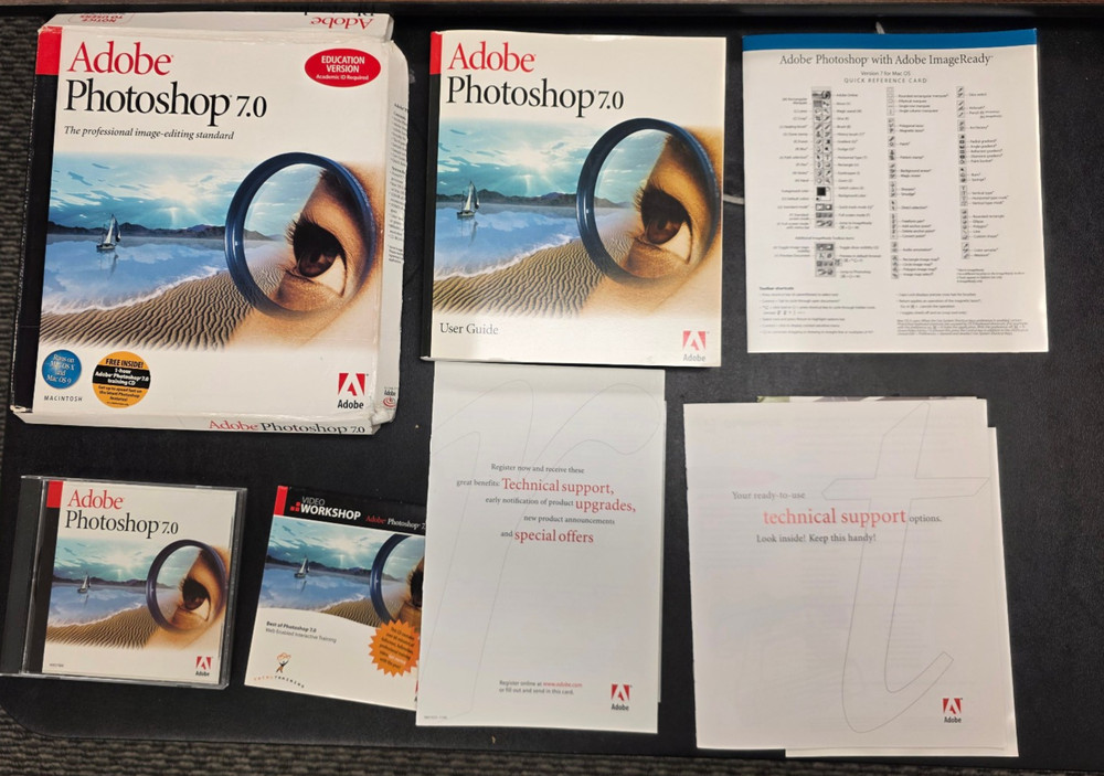 Adobe Photoshop 7.0 for Macintosh Original Big Box, Disc, Book