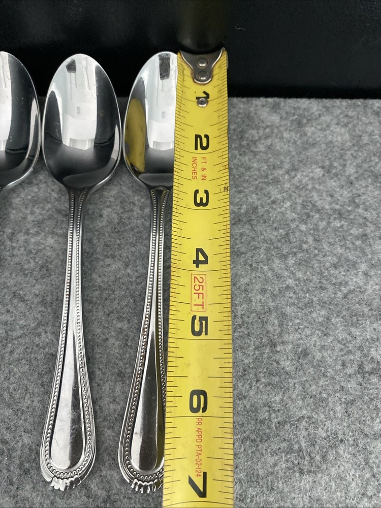 3 Oneida Stainless Countess Glossy Beaded Place Oval Soup Spoons Flatware