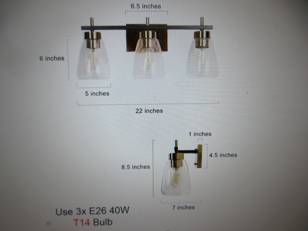 Uolfin 24 in. 3-Light Transitional Bathroom Vanity Light Black and Brass Sconce