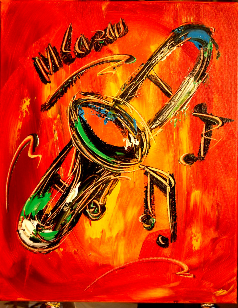 IMPRESSIONIST MODERN ART STRETCHED CANVAS  MUSIC COFFEE LANDSCAPE