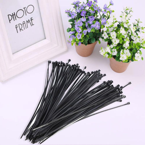 100pcs Black Self Locking Plastic Nylon Cable Ties, Wire Ties 2.5*150mm
