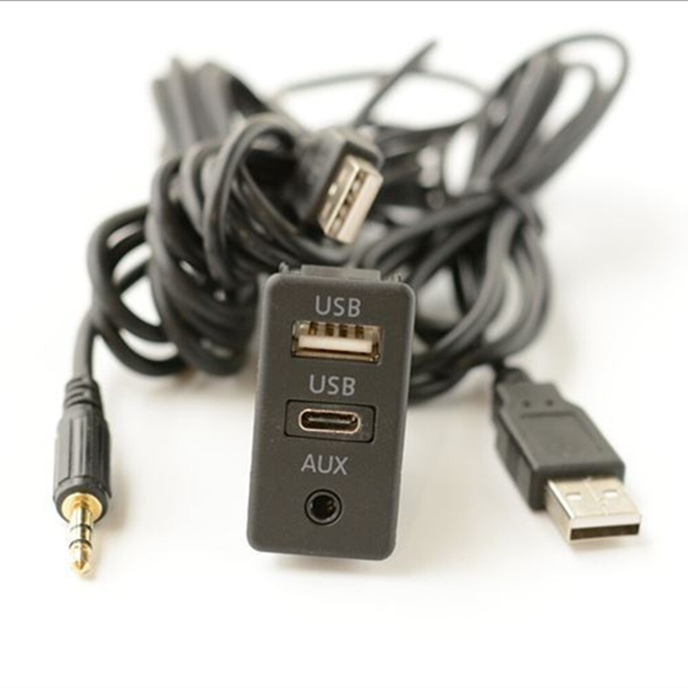 Dash Flush Mount AUX Dual USB Extension Cable Adapter Universal For Car Marine