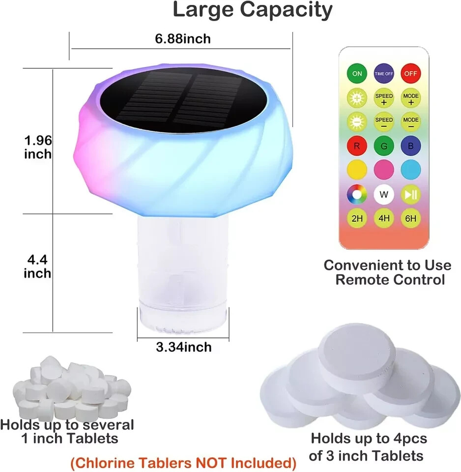 Pool Chlorine Floater, Tablet Floater with Solar Light, Floating...