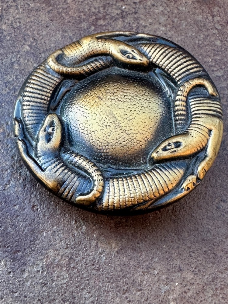 Antique Button Brass Toned Reptile Shank Button
