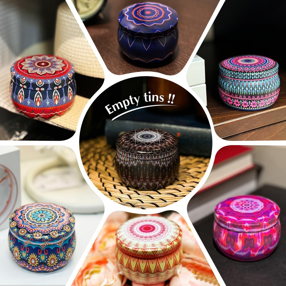24 Empty Candle Tins 4.5 oz with Lids - Simple Candle-Making Kit, Includes Wi...