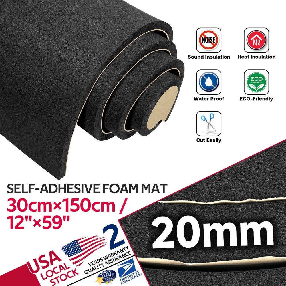 12" x 59" Black High Density Upholstery Foam Couch Mat Replacement Padding 4/5"