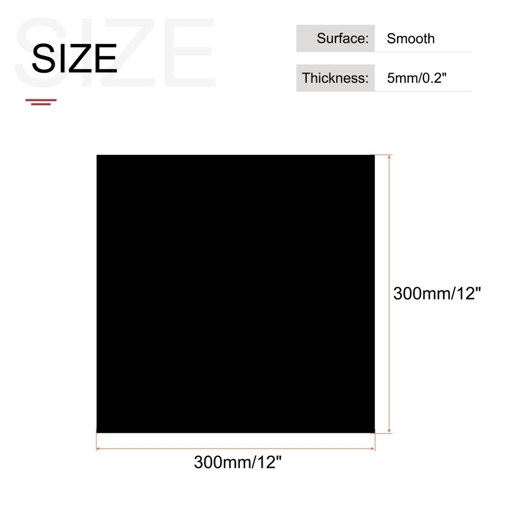 Black ABS Plastic Sheet 12x12x0.2" for Building Model, Panel