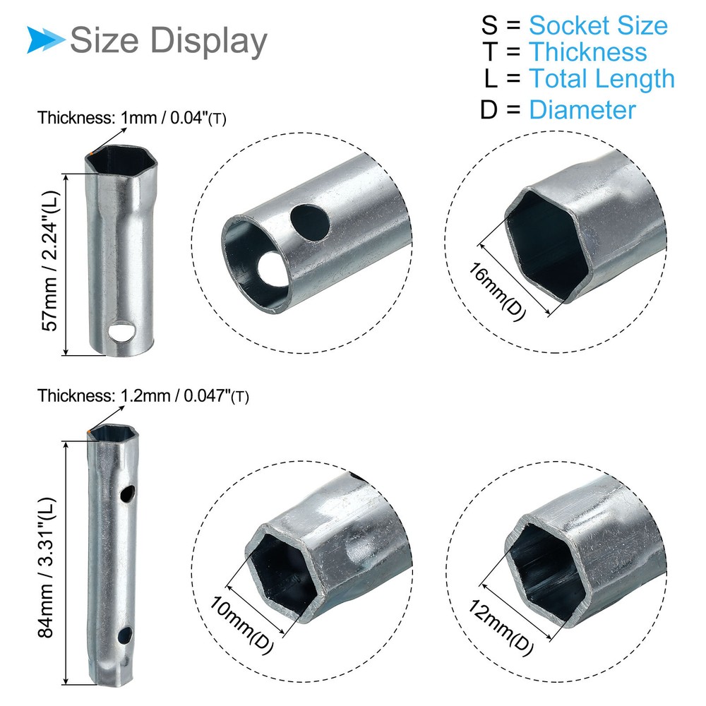 7pcs Motorcycle Ignition Spark Plug Spanner Wrench Socket