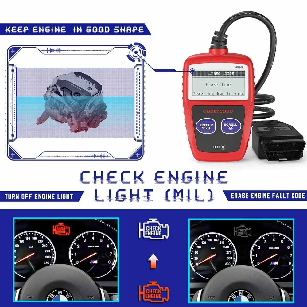 OBD2 Scanner MS309 Universal Car Engine Fault Code Reader, Diagnostic Scan Tool