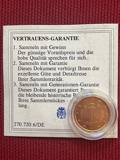 San Marino 1 EURO cent 2006 UNC