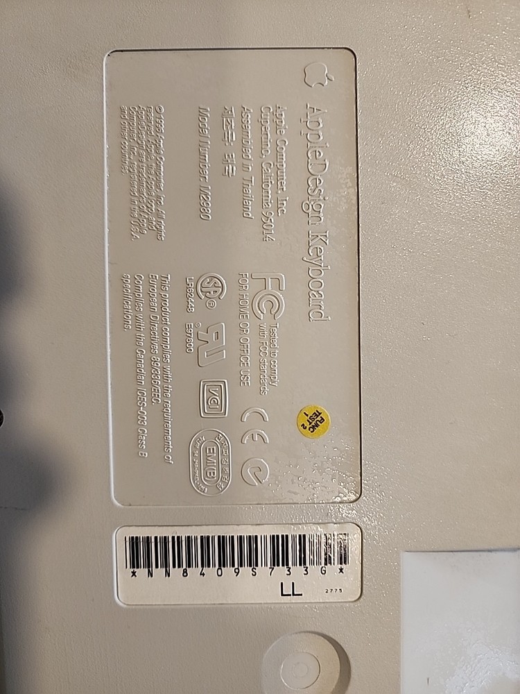 Vintage Apple Design Keyboard M2980 UnTested