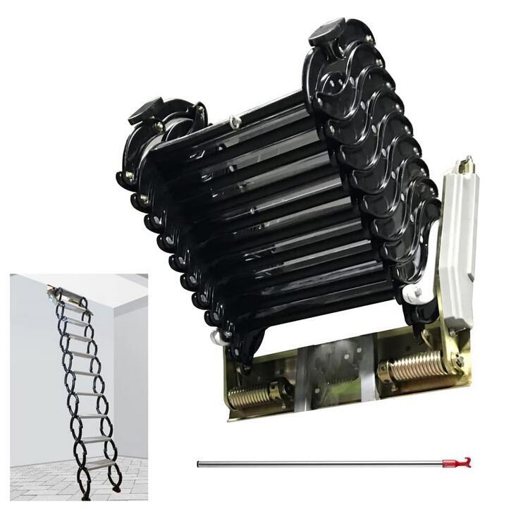 Wall Mounted atti Telescopic10/12Steps Home loft Ladder Pull Down Folding Stairs