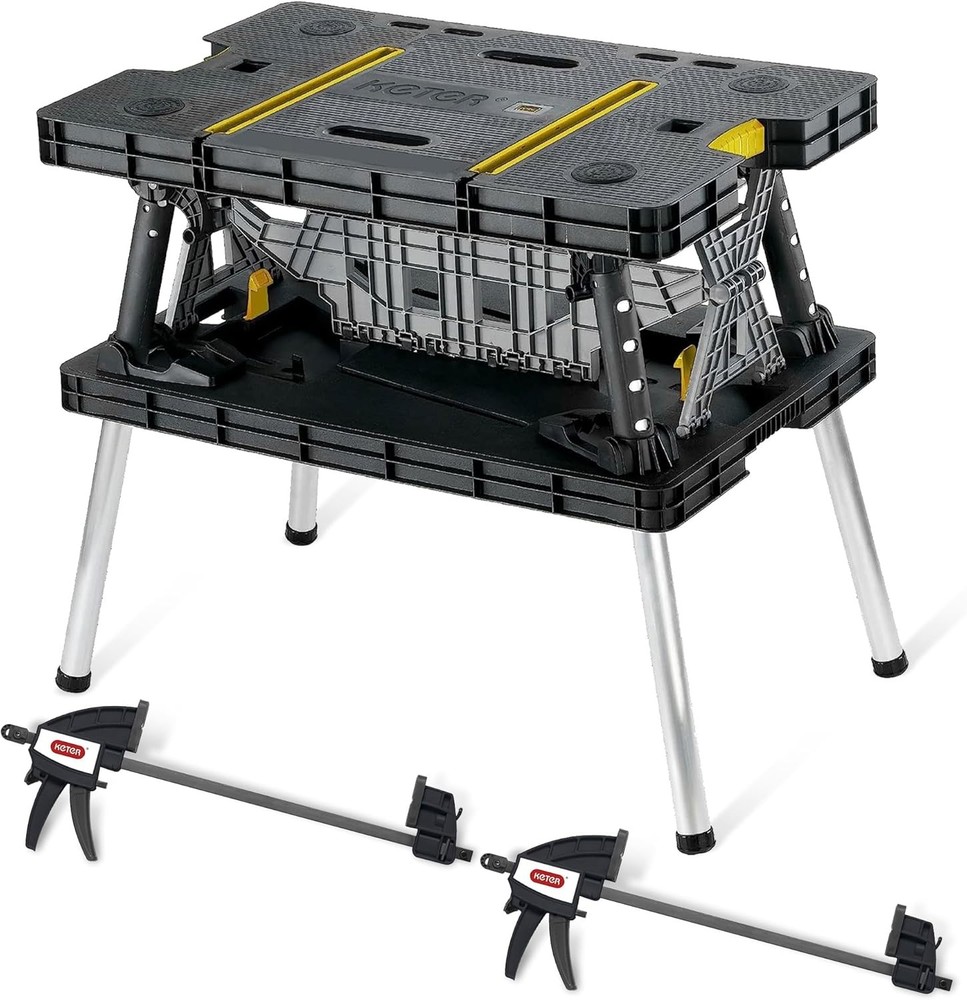 Heavy-Duty Folding Workbench with 1,000 Pound Capacity - Foldable Work Table
