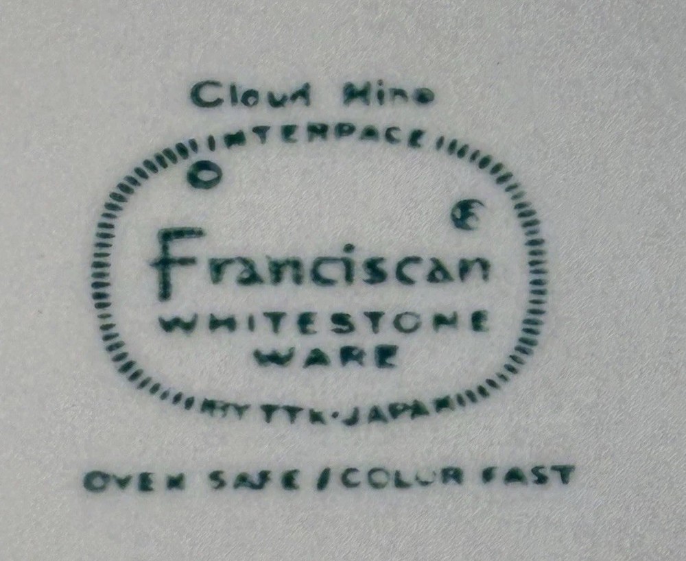 Franciscan Whitestone Ware Cloud Nine 10 1/8” Dinner Plate MCM EUC