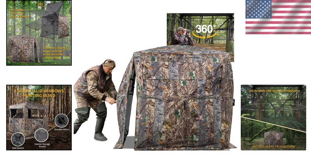 Sturdy Hunting Blind with Silent-Slide Windows