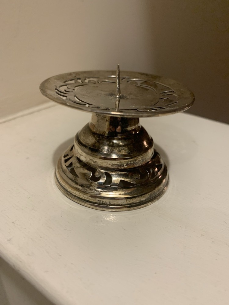 Silver Stamped 2” Candlestick Holder