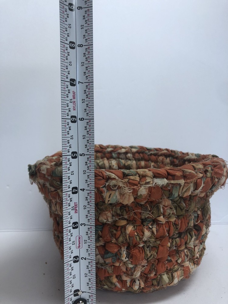 Rope bowl coiled handmade cotton basket fabric fall planter *127