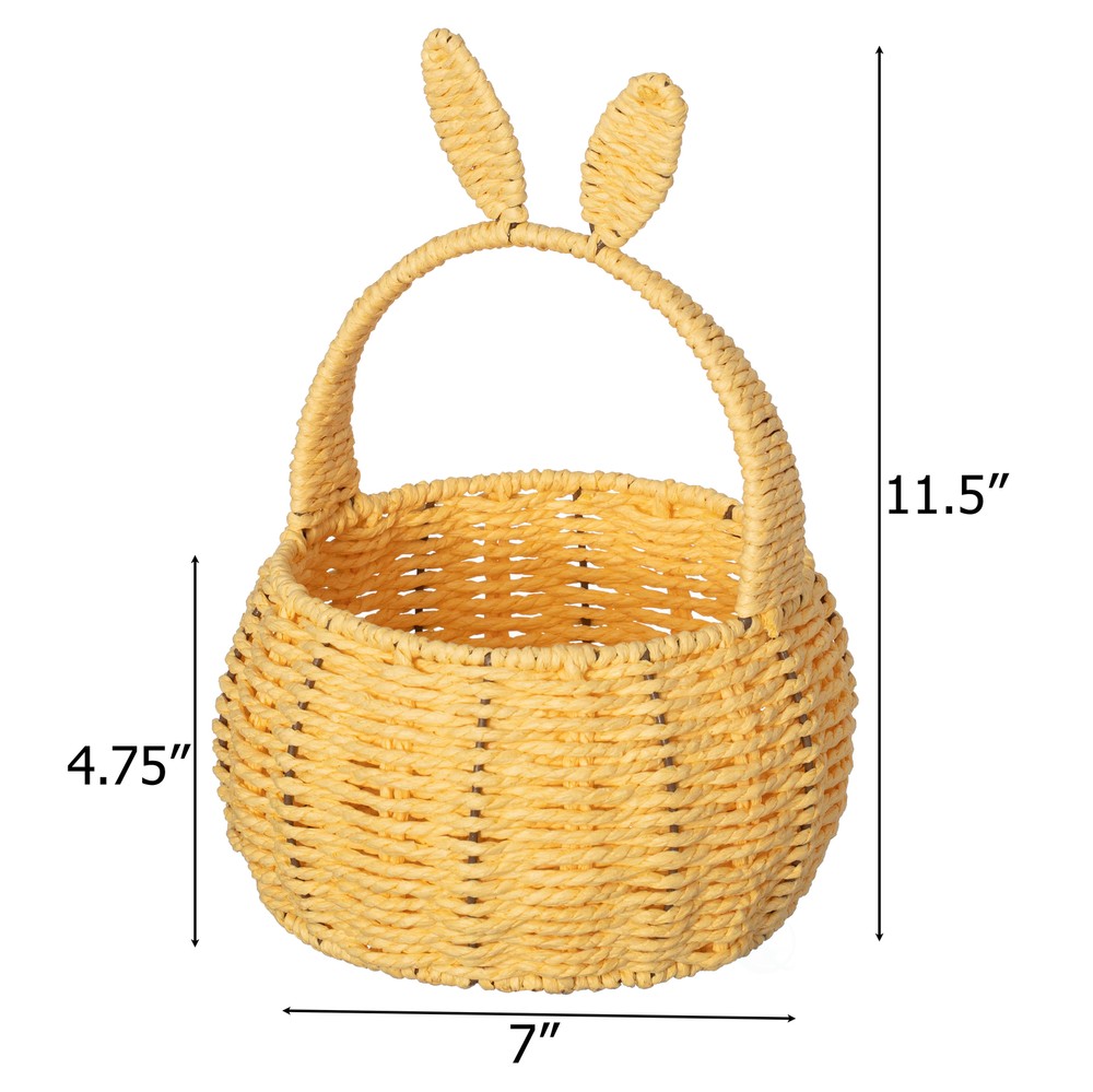 NEW Wickerwise Hand-Woven Easter Bunny Ear Basket with Handle