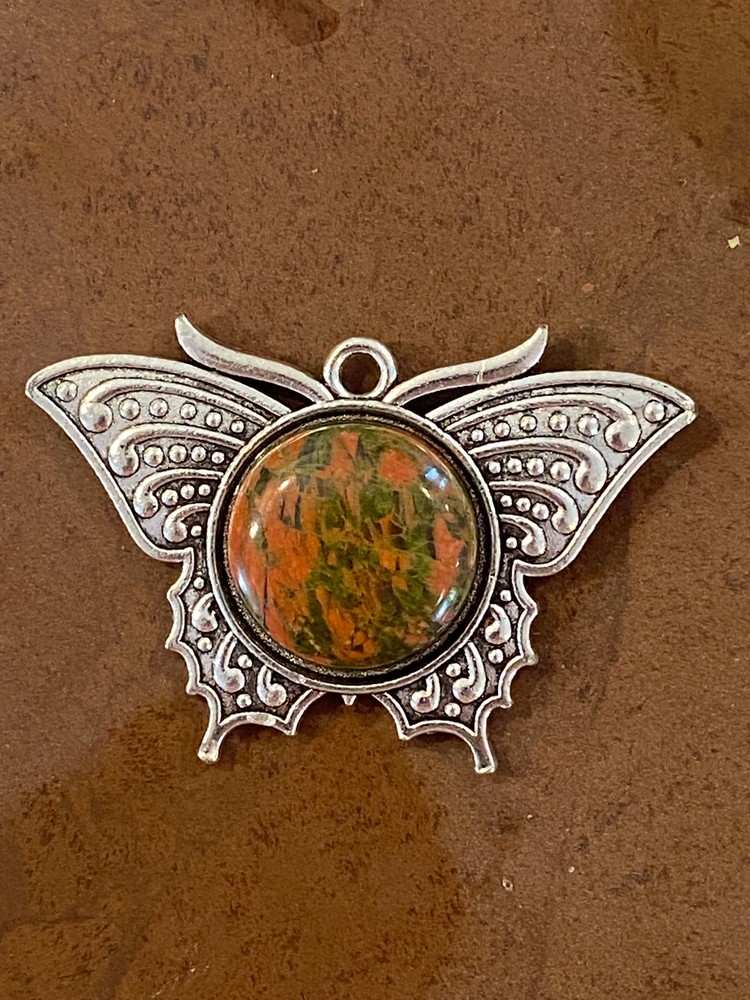 Unakite Butterfly Pendant