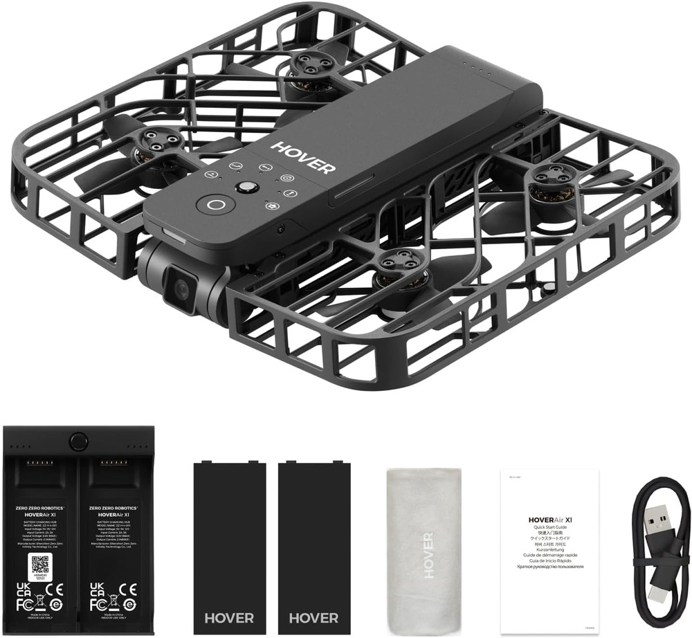 Black HOVERAir X1 Combo Plus Self-Flying Camera Pocket-Sized Drone Palm Takeoff