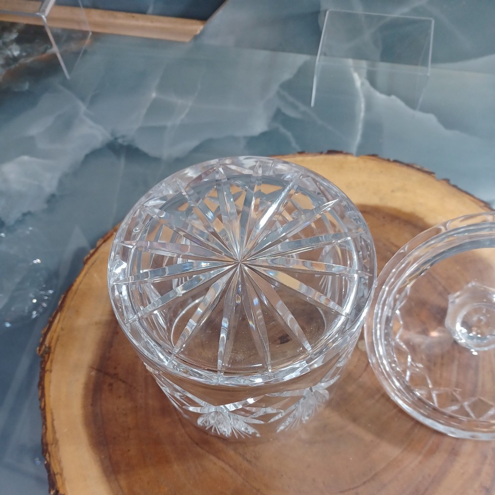 Cut Crystal Barrel Biscuit Cookie Jar with lid