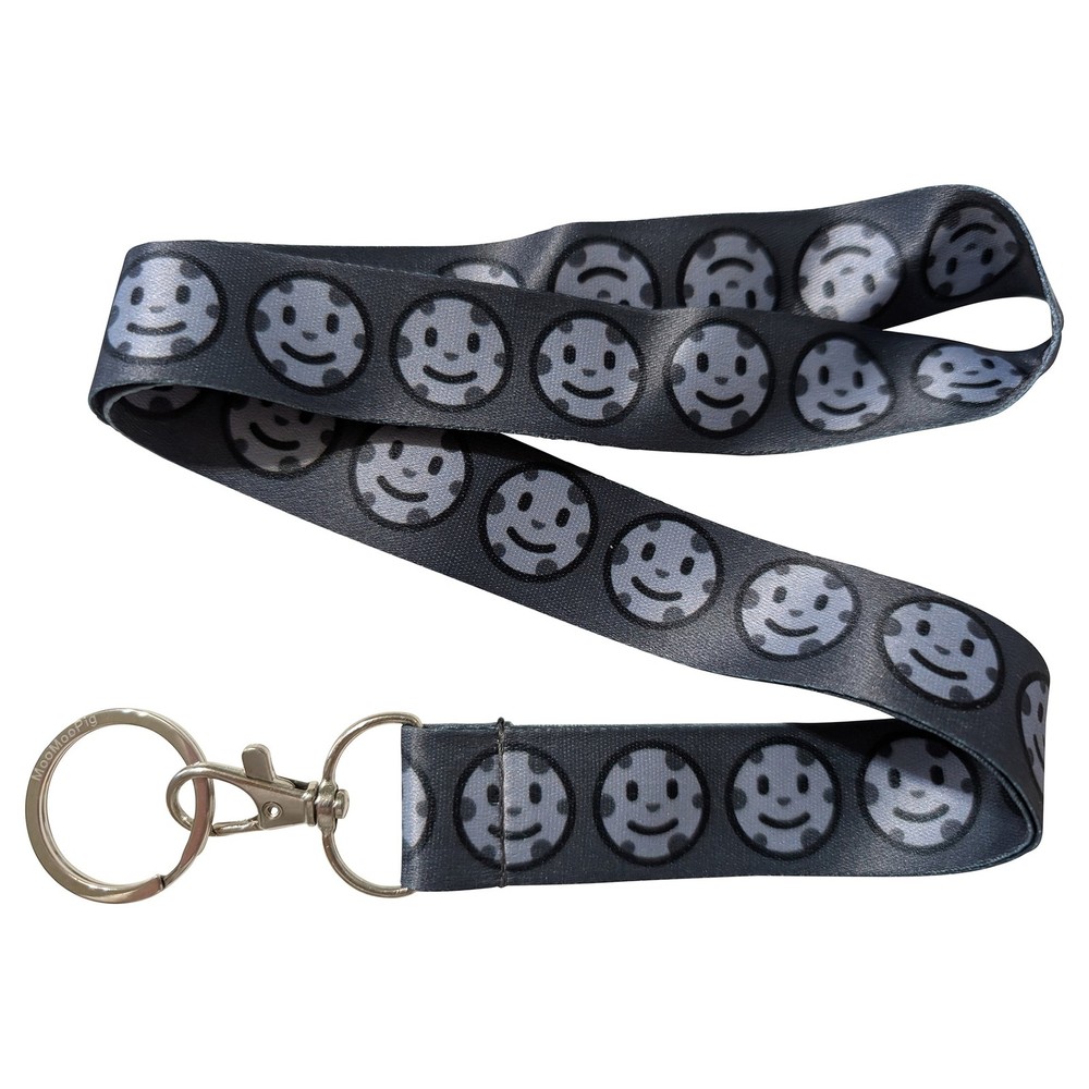 Moon Face Gray Keychain Lanyard