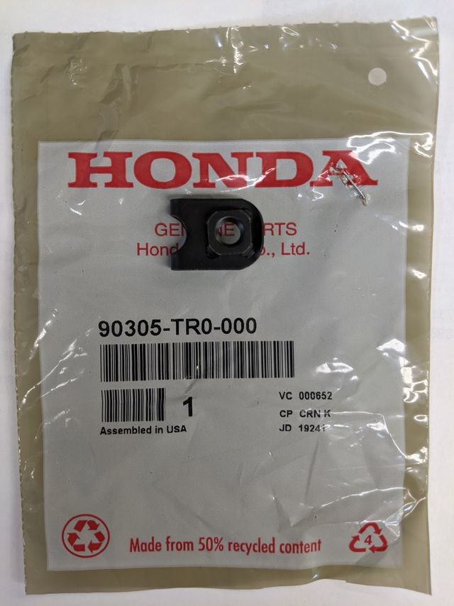 Genuine Honda Radiator Support Splash Shield Nut 90305-TR0-000