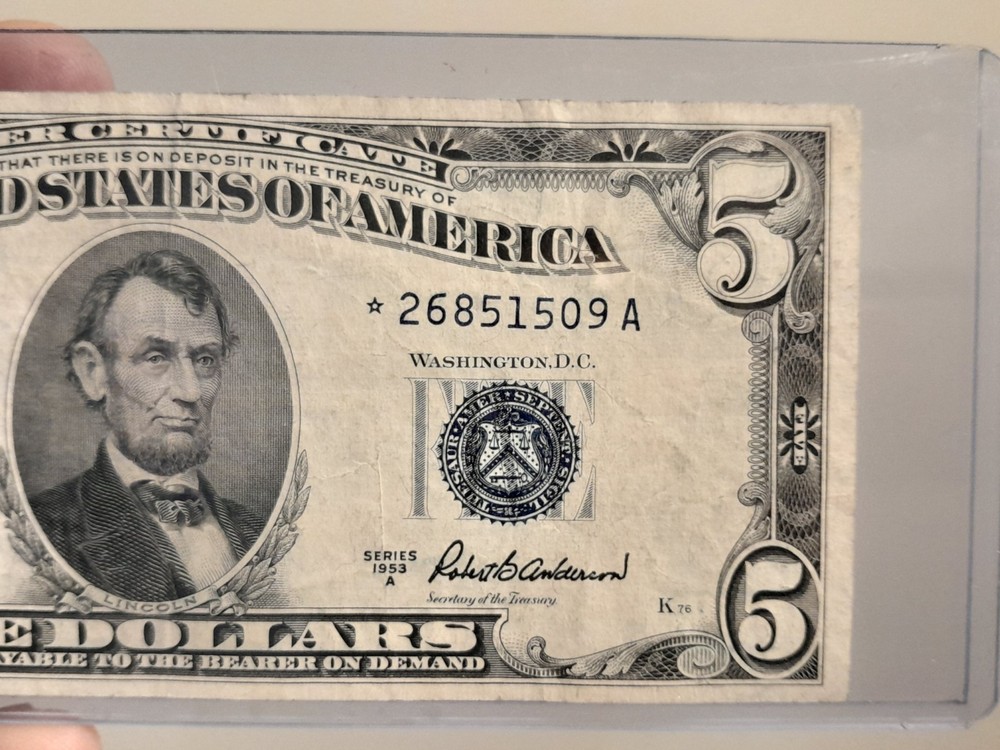 1953 A $5 Silver Certificate Star Note XF