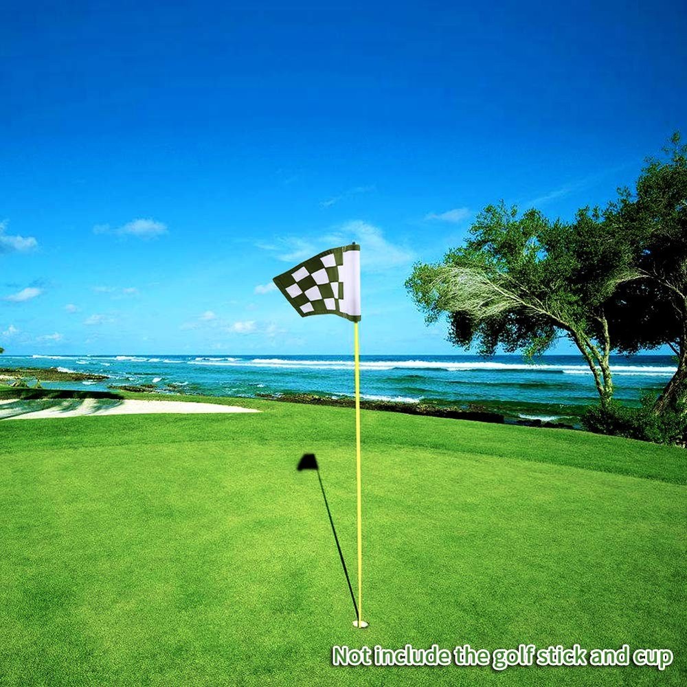 Nylon Golf Putting Green Flags - Solid & Checkered, Indoor/Outdoor, Portable