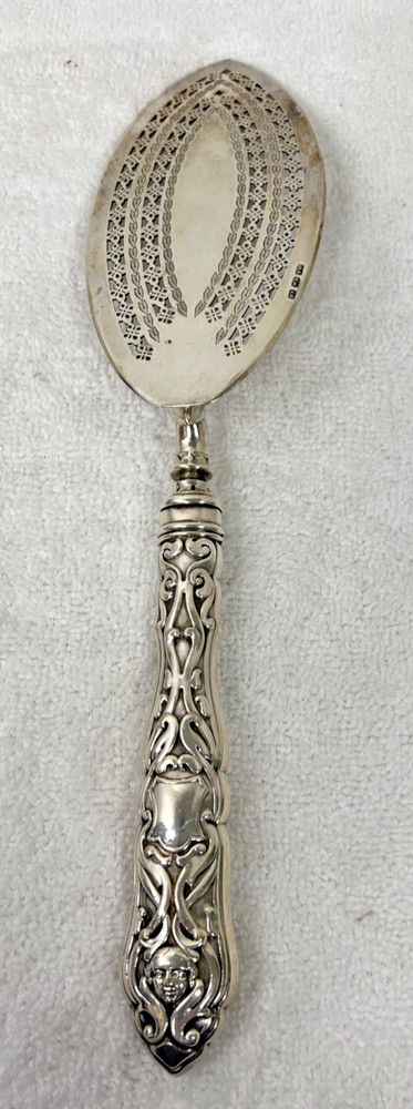 Victorian Hallmarked Silver Plate Fish Set Extremely Detailed Face On Handle