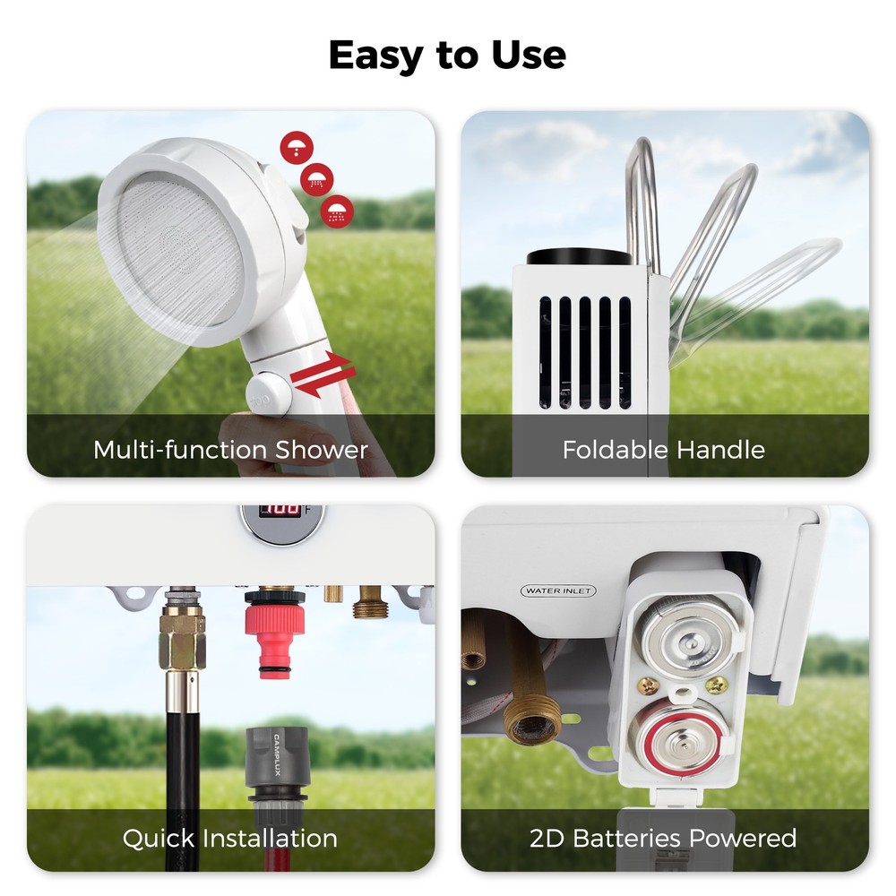 6L Propane Gas Tankless Water Heater On-demand Hot for Outdoor Portable Shower