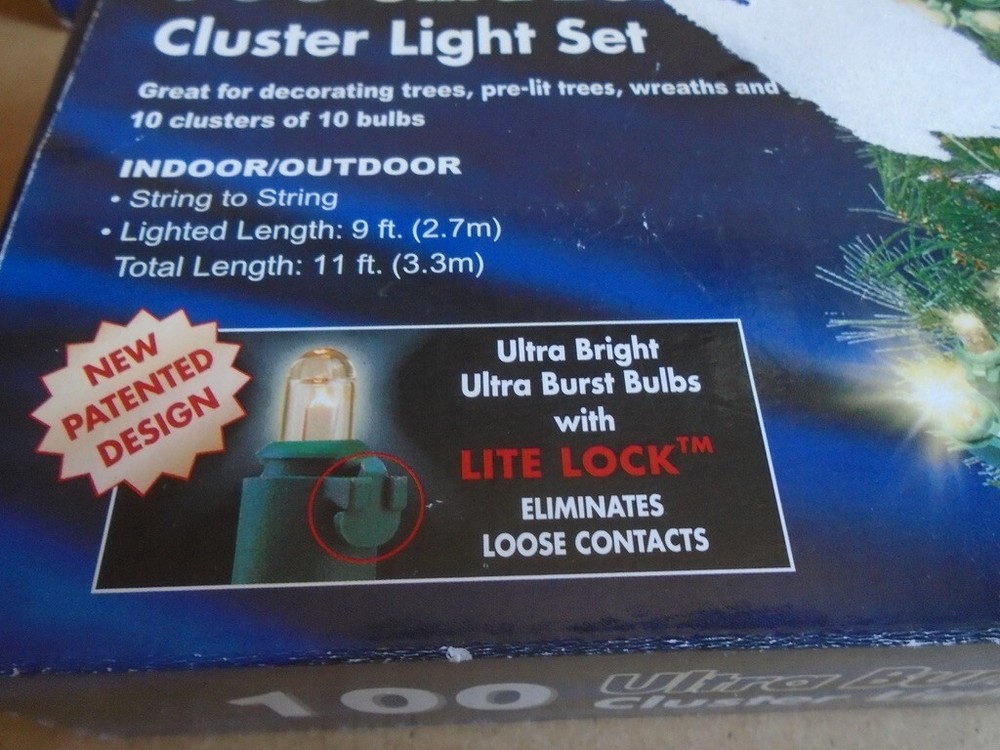 100 Ultra Burst Cluster Light Set Plug-In Clear Green Wire (2-boxes)