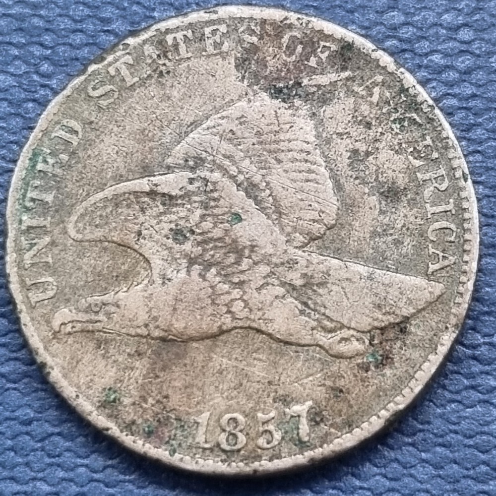 1857 Flying Eagle Cent 1c Better Grade VF Details #63722