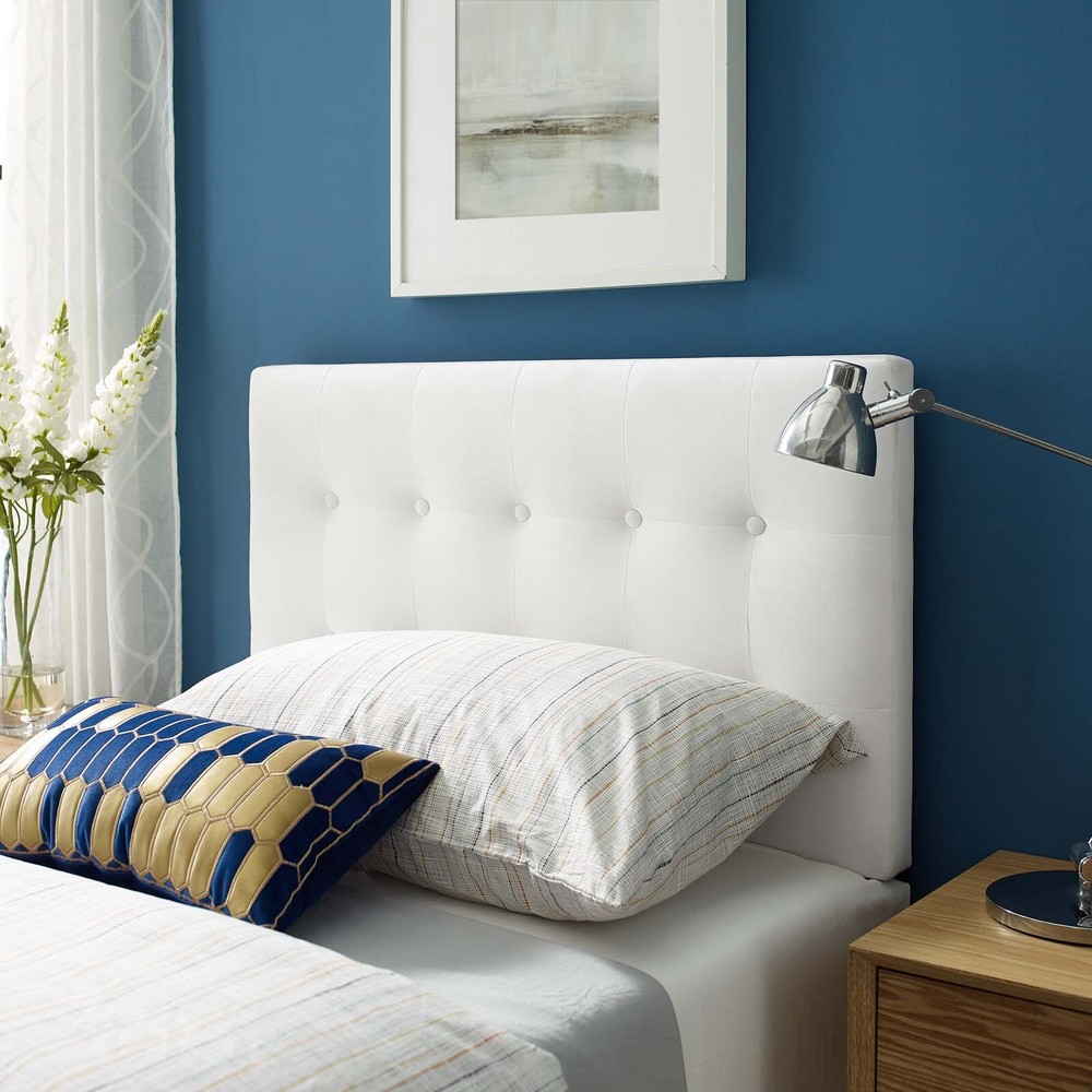 Modway Emily Biscuit Tufted Performance Velvet Twin Headboard in White