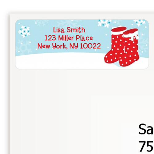Snow Boots - Christmas Personalized Return Address Rectangle 27 Stickers