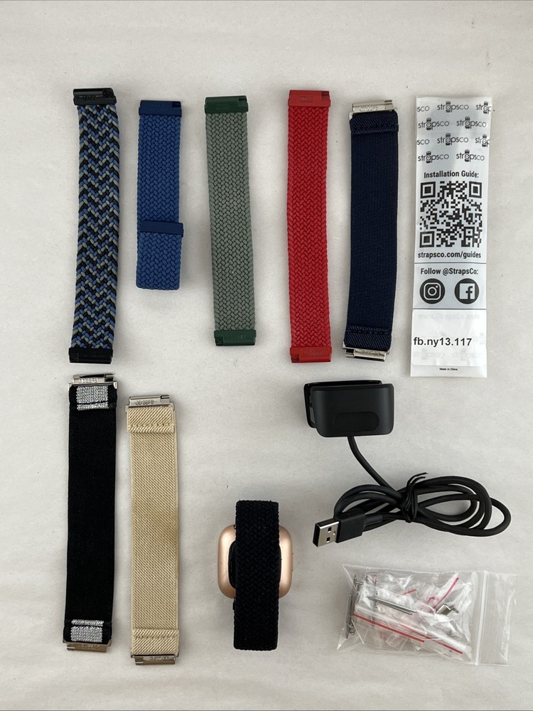 Fitbit Versa 2 Rose FB507 w/Charger - Tested 8 Extra Bands & 20+ Spring Bars