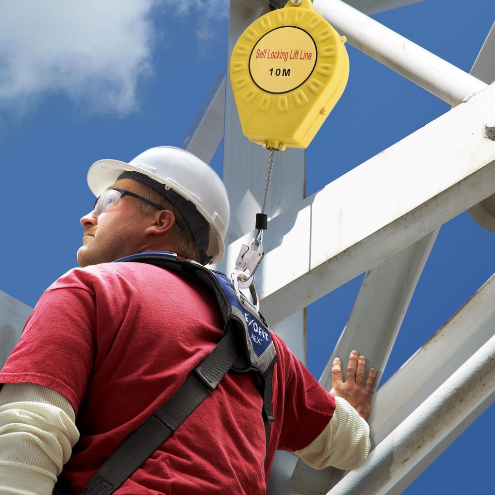 Fall Protection Self-Retracting Lifeline Lanyard 32FT W/Locking Hook Fall Arrest