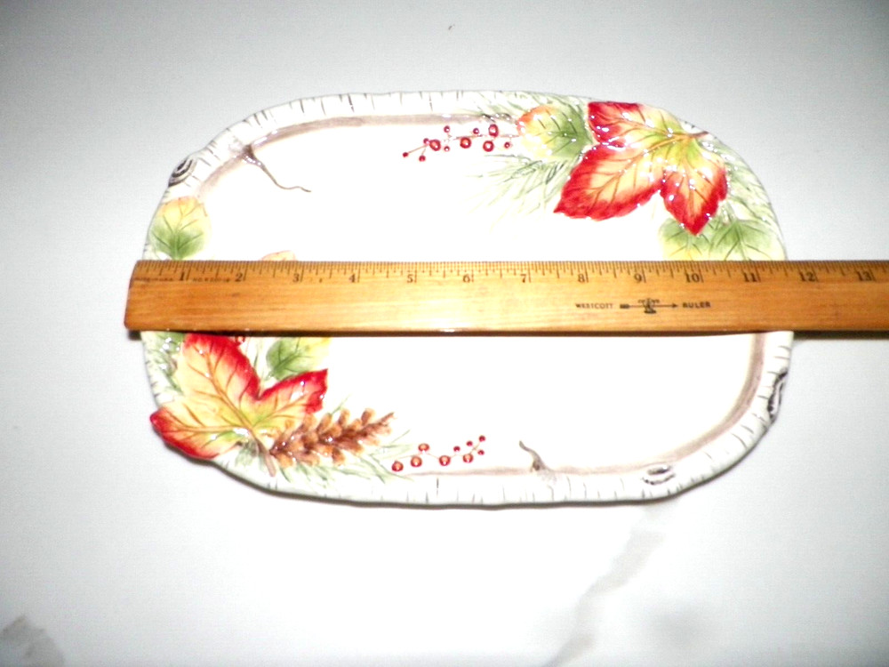 FITZ & FLOYD HAWTHORNE MEDIUM SERVING PLATTER 12" LONG & 8" WIDE