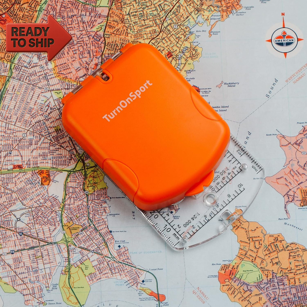 Boy Scout Sighting Compass - Adjustable Declination Mirror, Compass Base Plate,