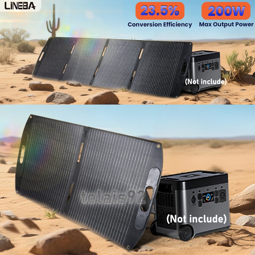 Solar Panel 200W Foldable Portable Charger for Camping Off-Grid RV Waterproof