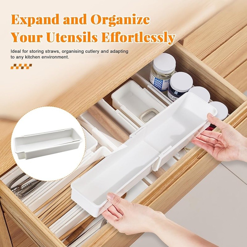 Adjustable Drawer Organizer W/ Double Layer Design Kitchen Bathroom Office New