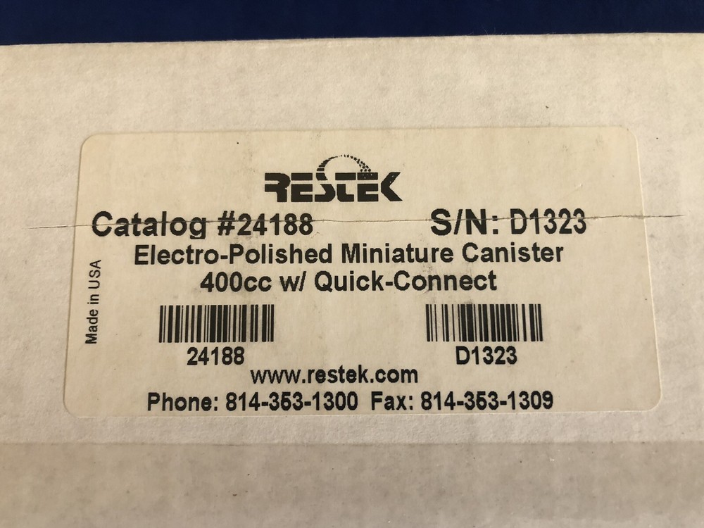 Restek 24188 Electro Polished Mini Air Sampling Canister W/ Quick Connect Stem
